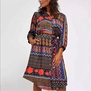 ANTHROPOLOGIE Farm Rio Ciela Midi Shirtdress Dress Size XS